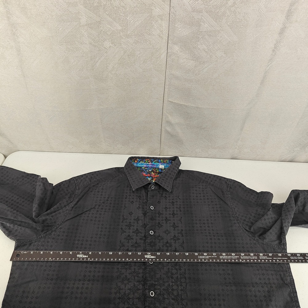 Robert Graham Button Shirt Mens 4XL Black Geometric Embroidered Floral Cuffs - Picture 11 of 14